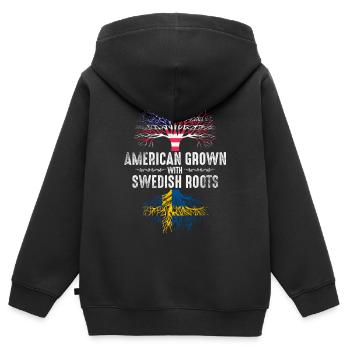 Amerikaner mit schwedischen Wurzeln - Kinder Premium Organic Zip Hoodie - Schwarz - Hinten - AI Model Kid Male (0cm)