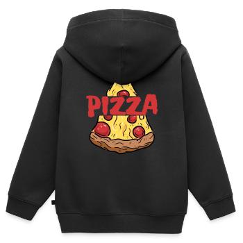 Pizza - Pizza Share - Kids Premium Organic Zip-up Hoodie - black - Back - AI Model Kid Male (0cm)
