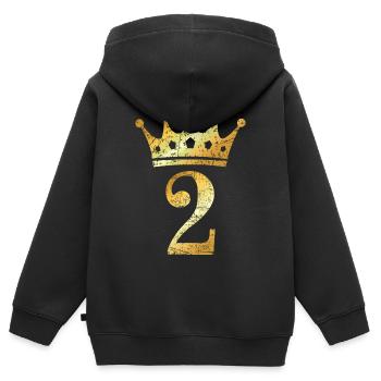 Krone Nummer 2 (Vintage Goldgelb) 2. Geburtstag - Kinder Premium Organic Zip Hoodie - Schwarz - Hinten - AI Model Kid Male (0cm)