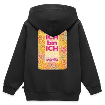 Regenbogen Spiralen Ich bin Ich - Sonja Ariel - Kinder Premium Organic Zip Hoodie - Schwarz - Hinten - AI Model Kid Male (0cm)