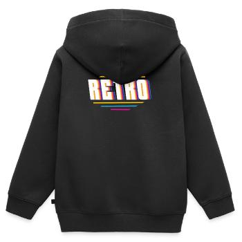 Rétro - Sweat Premium à capuche zippé enfant bio - noir - Dos - AI Model Kid Male (0cm)