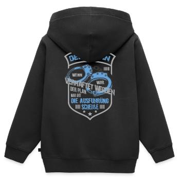Lustige Gauner Spruch - Kinder Premium Organic Zip Hoodie - Schwarz - Hinten - AI Model Kid Male (0cm)