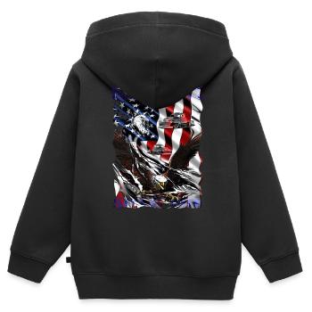 Camionneurs par passion avec une camionnette V8 - Sweat Premium à capuche zippé enfant bio - noir - Dos - AI Model Kid Male (0cm)