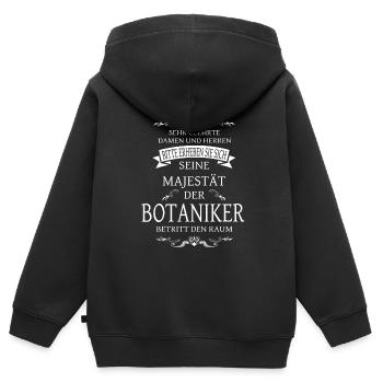 Seine Majestät der Botaniker betritt den Raum - Kinder Premium Organic Zip Hoodie - Schwarz - Hinten - AI Model Kid Male (0cm)