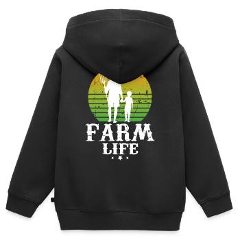 Campagne - Sweat Premium à capuche zippé enfant bio - noir - Dos - AI Model Kid Male (0cm)