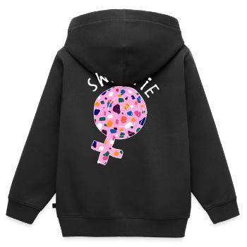 Süßigkeiten Nachspeise Naschen Süß Spruch - Kinder Premium Organic Zip Hoodie - Schwarz - Hinten - AI Model Kid Male (0cm)