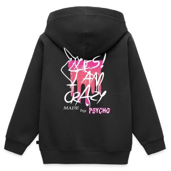 Ja ich bin Verrückt - Kinder Premium Organic Zip Hoodie - Schwarz - Hinten - AI Model Kid Male (0cm)
