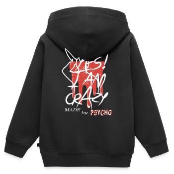 Ja ich bin Verrückt - Kinder Premium Organic Zip Hoodie - Schwarz - Hinten - AI Model Kid Male (0cm)