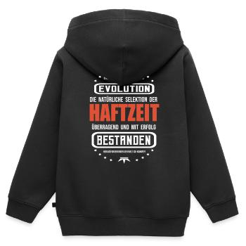 Haftzeit mit Erfolg bestanden T-Shirt - Kinder Premium Organic Zip Hoodie - Schwarz - Hinten - AI Model Kid Male (0cm)