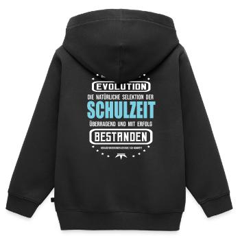 Schulzeit mit Erfolg bestanden T-Shirt - Kinder Premium Organic Zip Hoodie - Schwarz - Hinten - AI Model Kid Male (0cm)