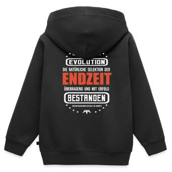 E-Zeit mit Erfolg überstanden - Zombie Apokalypse - Kinder Premium Organic Zip Hoodie - Schwarz - Hinten - AI Model Kid Male (0cm)