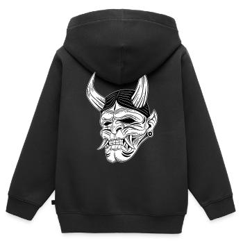 Skull Skull Horror Squelette Halloween Geisha - Sweat Premium à capuche zippé enfant bio - noir - Dos - AI Model Kid Male (0cm)