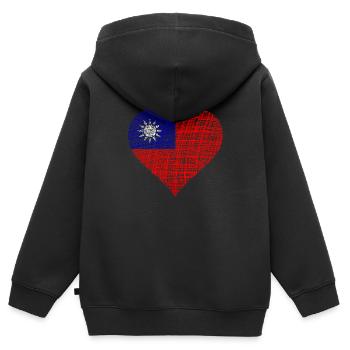 Taiwan - Kinder Premium Organic Zip Hoodie - Schwarz - Hinten - AI Model Kid Male (0cm)