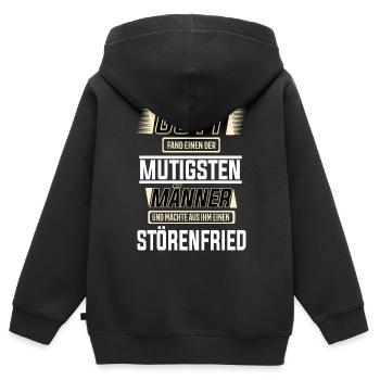 Störenfried einer der mutigesten Männer der Welt - Kinder Premium Organic Zip Hoodie - Schwarz - Hinten - AI Model Kid Male (0cm)