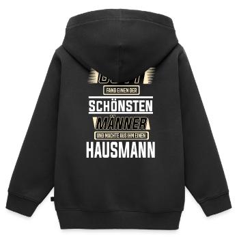 Hausmann, einer der schönsten Männer der Welt - Kinder Premium Organic Zip Hoodie - Schwarz - Hinten - AI Model Kid Male (0cm)