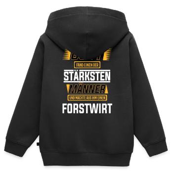 Forstwirt einer der stärksten Männer der Welt - Kinder Premium Organic Zip Hoodie - Schwarz - Hinten - AI Model Kid Male (0cm)