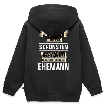 Ehemann einer der schönsten Männer der Welt - Kinder Premium Organic Zip Hoodie - Schwarz - Hinten - AI Model Kid Male (0cm)