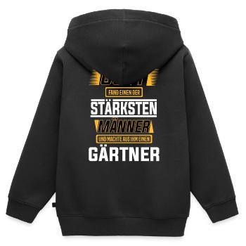 Gärtner einer der stärksten Männer der Welt - Kinder Premium Organic Zip Hoodie - Schwarz - Hinten - AI Model Kid Male (0cm)