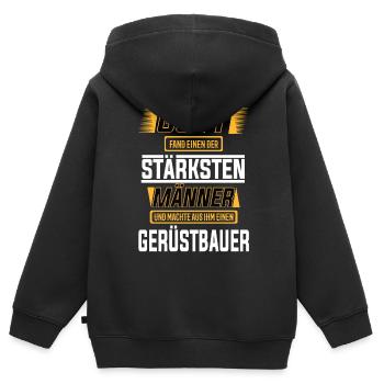 Gerüstbauer, einer der Stärksten Männer der Welt - Kinder Premium Organic Zip Hoodie - Schwarz - Hinten - AI Model Kid Male (0cm)
