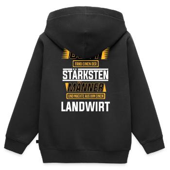 Landwirt, einer der stärksten Männer der Welt - Kinder Premium Organic Zip Hoodie - Schwarz - Hinten - AI Model Kid Male (0cm)