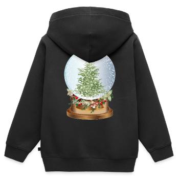 schöne nostalgische Schneekugel mit Weihnachtsbaum - Kinder Premium Organic Zip Hoodie - Schwarz - Hinten - AI Model Kid Male (0cm)