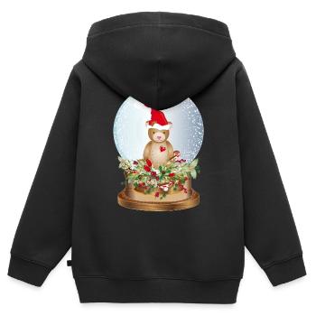 schöne nostalgische Schneekugel mit Teddybär - Kinder Premium Organic Zip Hoodie - Schwarz - Hinten - AI Model Kid Male (0cm)