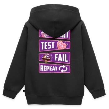 Invent, test, fail, repeat - Kids Premium Organic Zip-up Hoodie - black - Back - AI Model Kid Male (0cm)