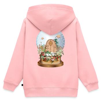 Boule à neige nostalgique avec porte elfe - Sweat Premium à capuche zippé enfant bio - rose - Dos - AI Model Kid Female (0cm)