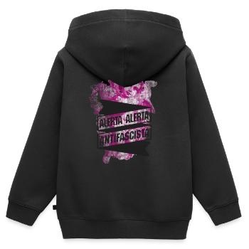 Ange antifasciste - Sweat Premium à capuche zippé enfant bio - noir - Dos - AI Model Kid Male (0cm)