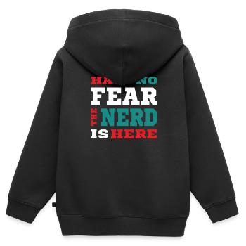 N’ayez pas peur que le nerd soit là - Nerdy Design - Sweat Premium à capuche zippé enfant bio - noir - Dos - AI Model Kid Male (0cm)