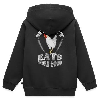 my pet eats your food chicken chickens grains - Kids Premium Organic Zip-up Hoodie - black - Back - AI Model Kid Male (0cm)