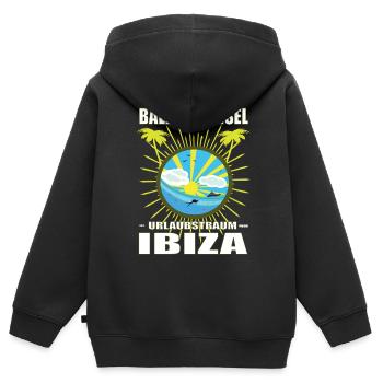 Île des Baléares Vacances Rêve Ibiza - Sweat Premium à capuche zippé enfant bio - noir - Dos - AI Model Kid Male (0cm)