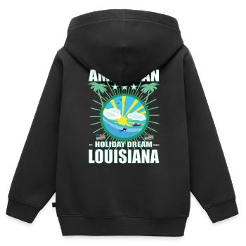 American Holiday Dream Louisiane - Pelican State - Sweat Premium à capuche zippé enfant bio - noir - Dos - AI Model Kid Male (0cm)