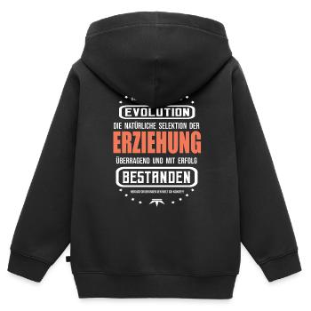Erziehung mit Erfolg bestanden - Kinder Premium Organic Zip Hoodie - Schwarz - Hinten - AI Model Kid Male (0cm)