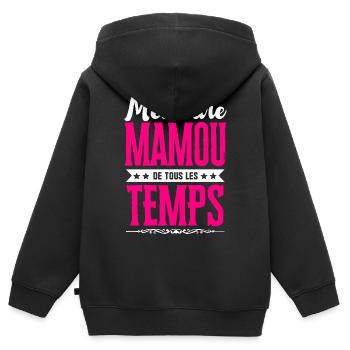 Meilleure Mamou de Tous les Temps - Rose/Blanc - Sweat Premium à capuche zippé enfant bio - noir - Dos - AI Model Kid Male (0cm)
