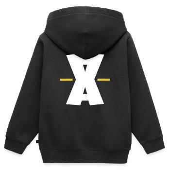 Digitale Kunst mit Doppel-X-Strich - Kinder Premium Organic Zip Hoodie - Schwarz - Hinten - AI Model Kid Male (0cm)