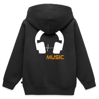 Musikwellen-Headset-Logo - Kinder Premium Organic Zip Hoodie - Schwarz - Hinten - AI Model Kid Male (0cm)
