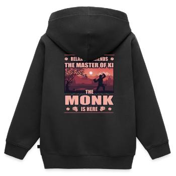Mönch, der Meister des Ki, Rollenspiele - Kinder Premium Organic Zip Hoodie - Schwarz - Hinten - AI Model Kid Male (0cm)