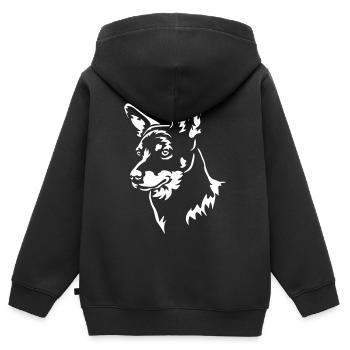 Lancashire Heeler Head « Black Edition » - Sweat Premium à capuche zippé enfant bio - noir - Dos - AI Model Kid Male (0cm)