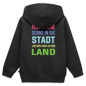 Ich lebe gerne lieber auf dem Land - Landleben - Kinder Premium Organic Zip Hoodie - Schwarz - Hinten - AI Model Kid Male (0cm)