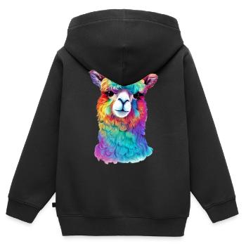 Alpaka - Kinder Premium Organic Zip Hoodie - Schwarz - Hinten - AI Model Kid Male (0cm)