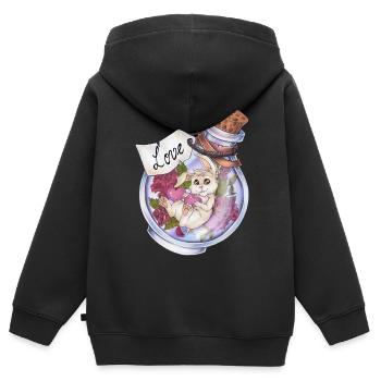 Liebestrank Love Potion Hase Kaninchen mit Rosen - Kinder Premium Organic Zip Hoodie - Schwarz - Hinten - AI Model Kid Male (0cm)