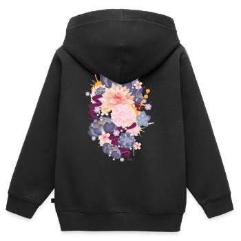 Komposition aus Seerosen,Hortensien & Sukkulenten - Kinder Premium Organic Zip Hoodie - Schwarz - Hinten - AI Model Kid Male (0cm)