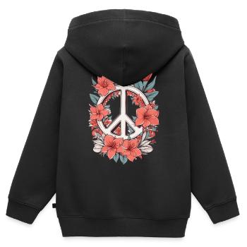Friedenszeichen mit Blumen - Kinder Premium Organic Zip Hoodie - Schwarz - Hinten - AI Model Kid Male (0cm)