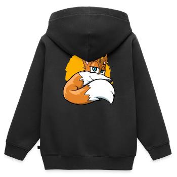 Niedlicher Cartoon Fuchs - Kinder Premium Organic Zip Hoodie - Schwarz - Hinten - AI Model Kid Male (0cm)