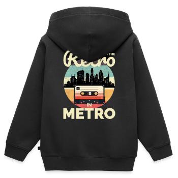 Retro trifft Metro: Ikonische 80er-Jahre-Vibes Stadtbild - Kinder Premium Organic Zip Hoodie - Schwarz - Hinten - AI Model Kid Male (0cm)