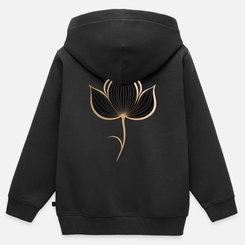 Fleur de lotus élégante - Sweat Premium à capuche zippé enfant bio - noir