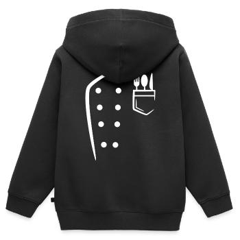 Chefkoch Job Workaholic Beruf Erfolg Karriere - Kinder Premium Organic Zip Hoodie - Schwarz - Hinten - AI Model Kid Male (0cm)