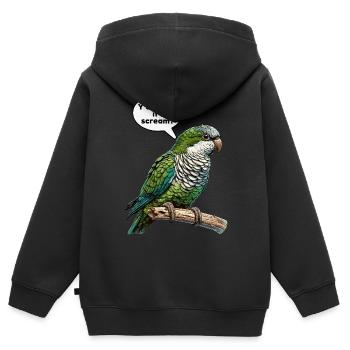 Quäker Papagei Mönch Sittich - Kinder Premium Organic Zip Hoodie - Schwarz - Hinten - AI Model Kid Male (0cm)
