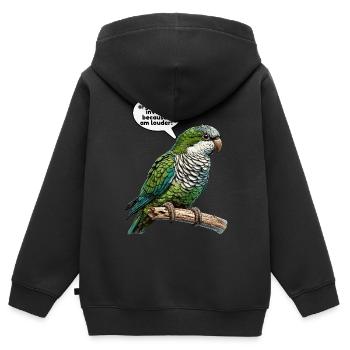 Quäker Papagei Mönch Sittich - Kinder Premium Organic Zip Hoodie - Schwarz - Hinten - AI Model Kid Male (0cm)